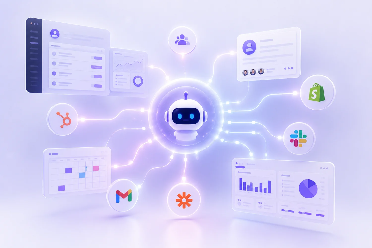 UpChat integrations with HubSpot, Shopify, Slack and Zapier